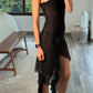VESTIDO DE MESH NEGRO STRAPLESS