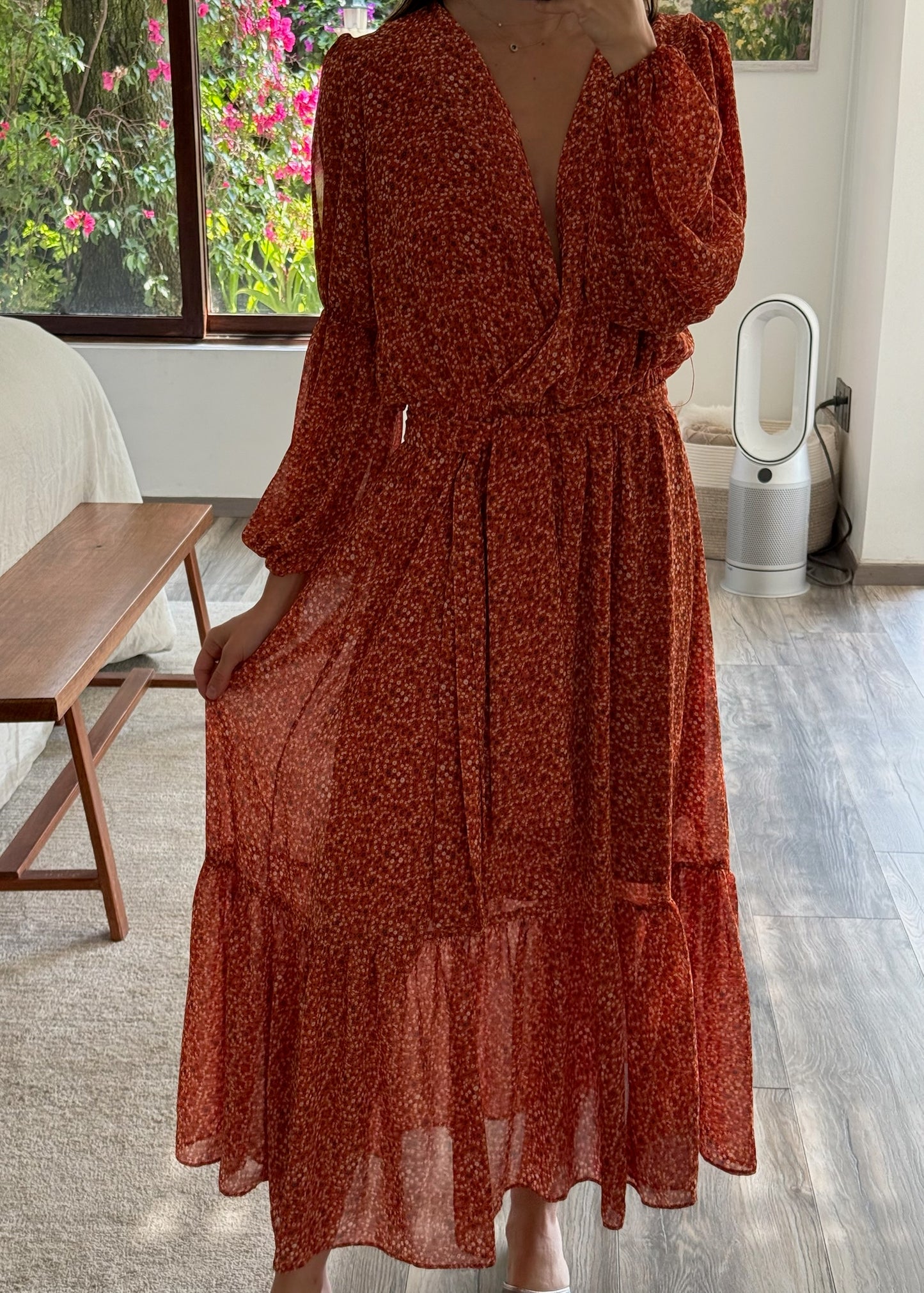 VESTIDO MIDI CON PRINT FLORAL