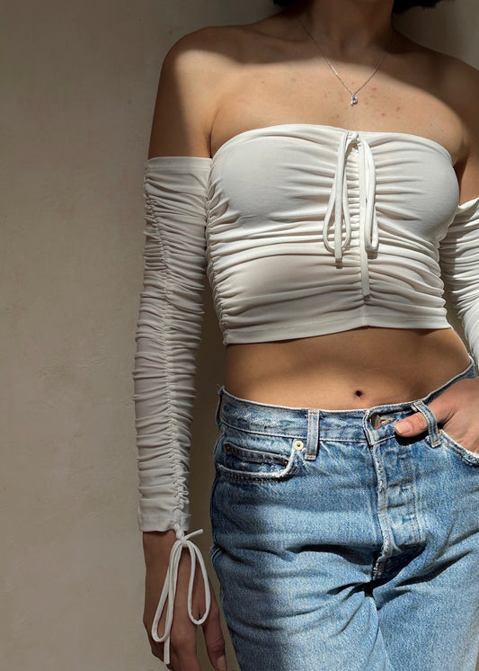 TOP FRUNCIDO BLANCO OFF SHOULDER