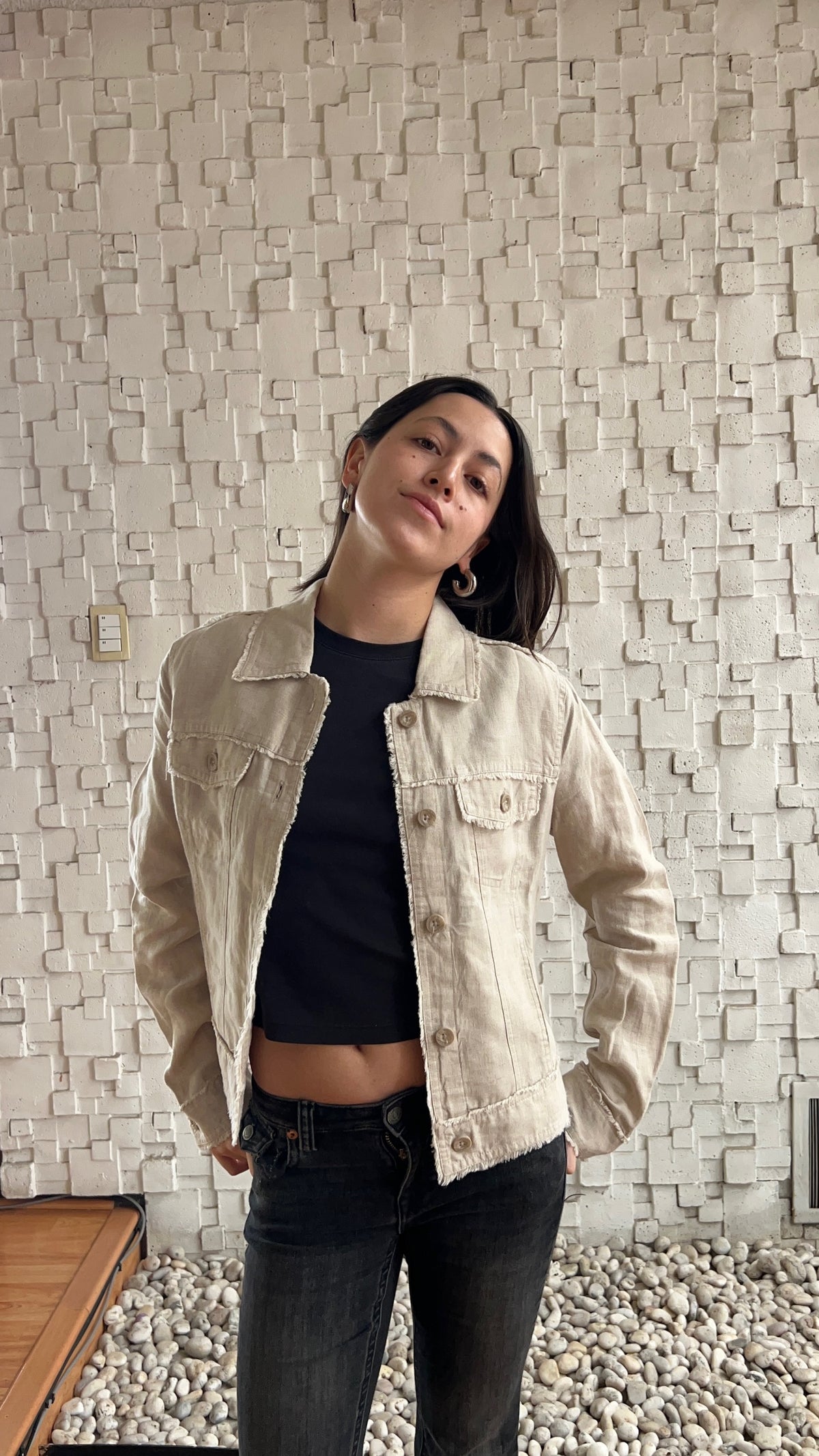 LINEN JACKET RAW-EDGES