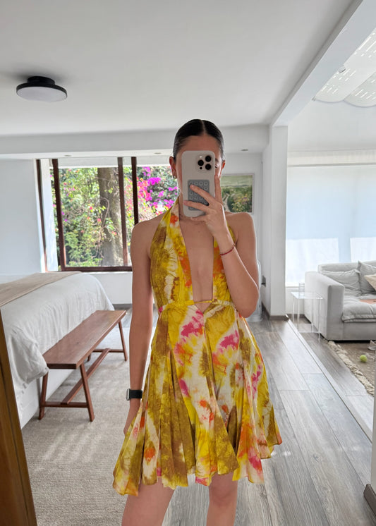VESTIDO AMARILLO CON PRINT