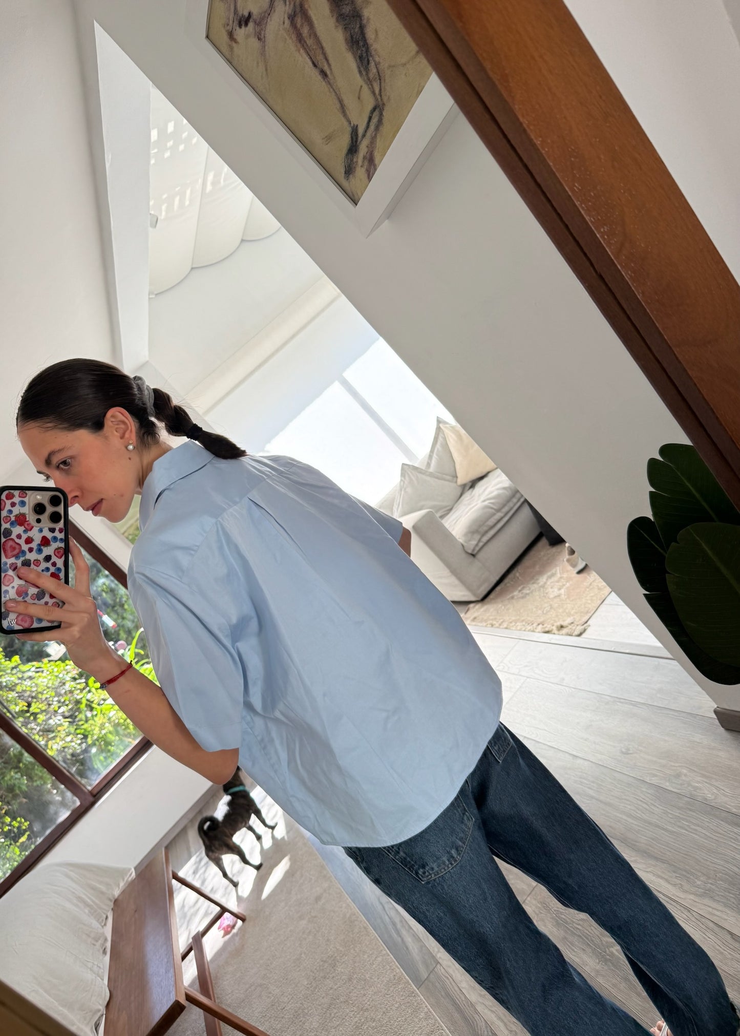 CAMISA AZUL MANGA CORTA