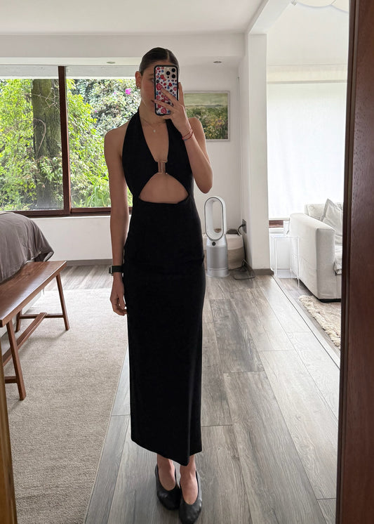 VESTIDO MIDI NEGRO HALTER