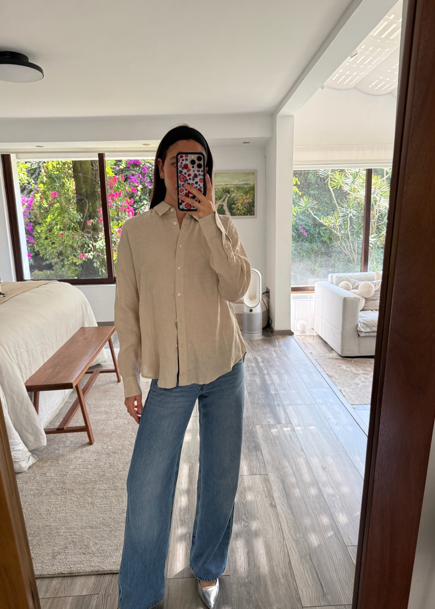 CAMISA TAUPE DE TIPO LINO