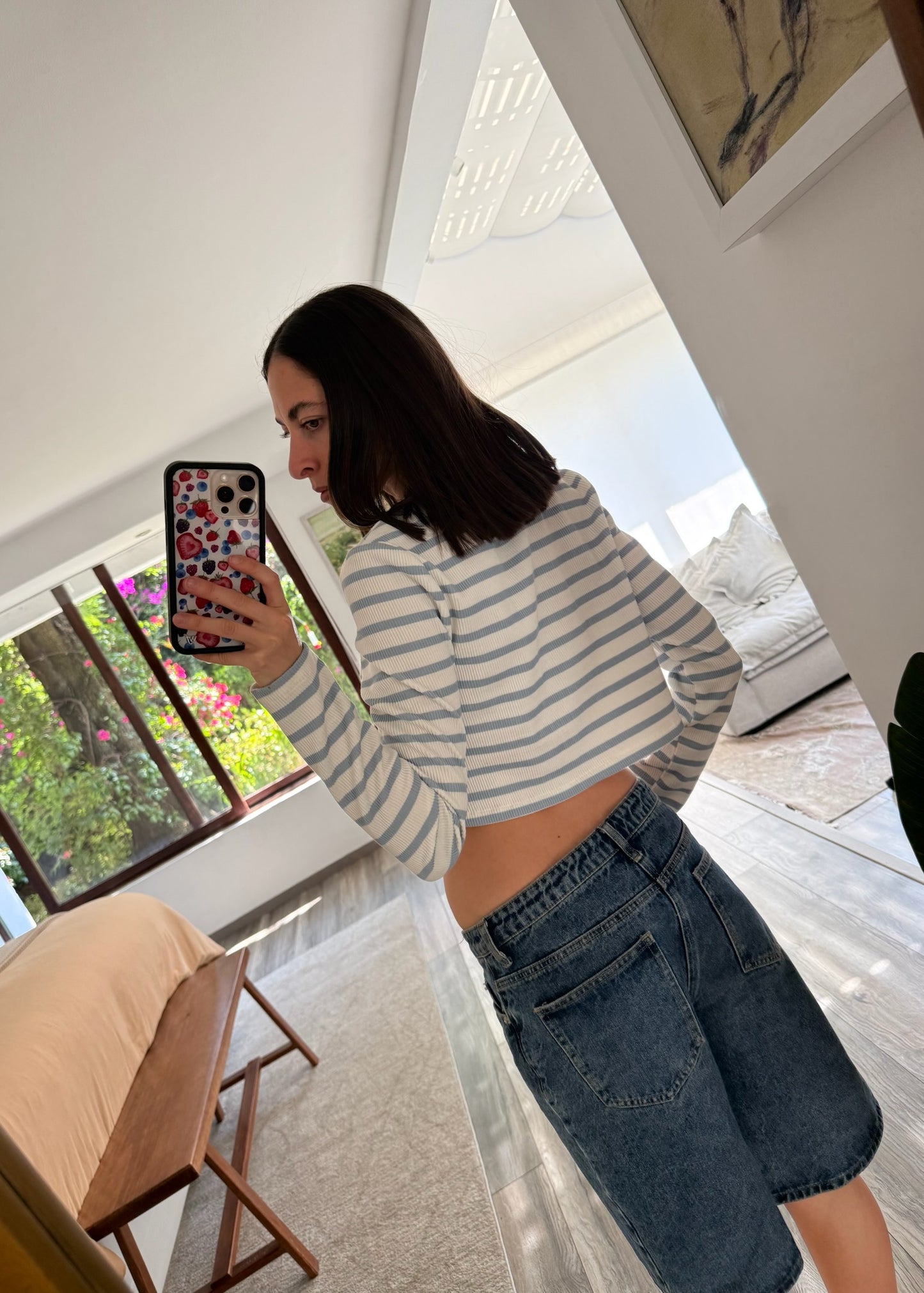 CARDIGAN STRIPED AZUL Y BLANCO