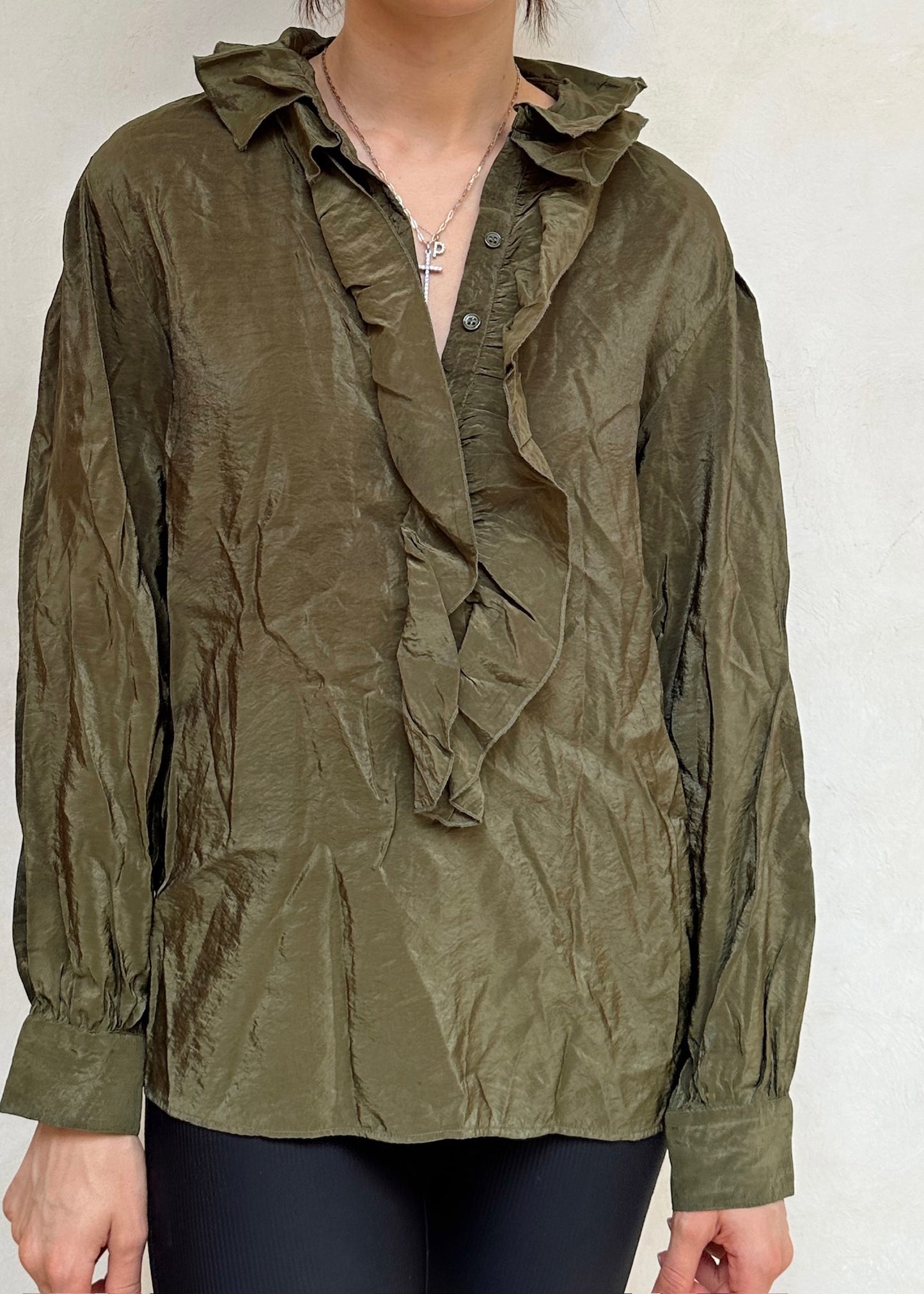 CAMISA VERDE MILITAR SEE-THROUGH