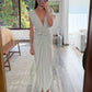 VESTIDO MIDI PLATEADO CON ESCOTE