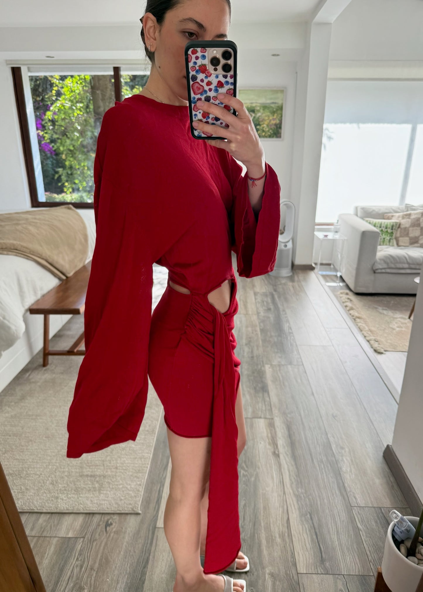 VESTIDO MINI DE KNIT HOT RED