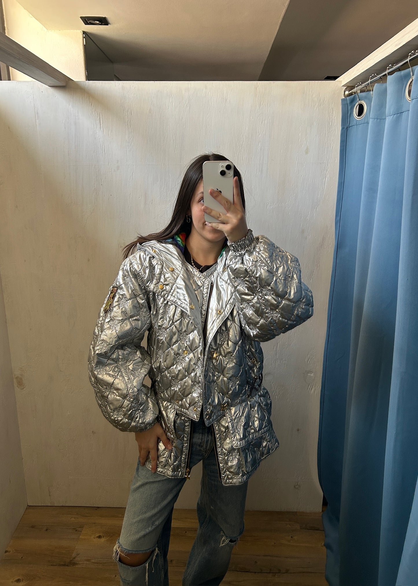 CHAMARRA PUFFER PLATEADA