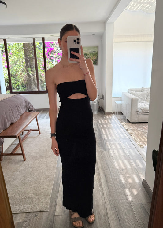 VESTIDO MIDI KNIT CON CUT OUT