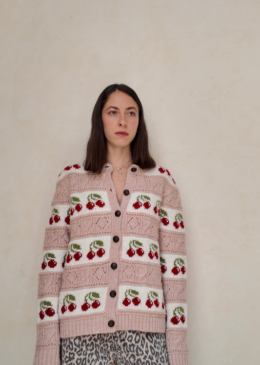 PINK AND CHERRIES CARDIGAN