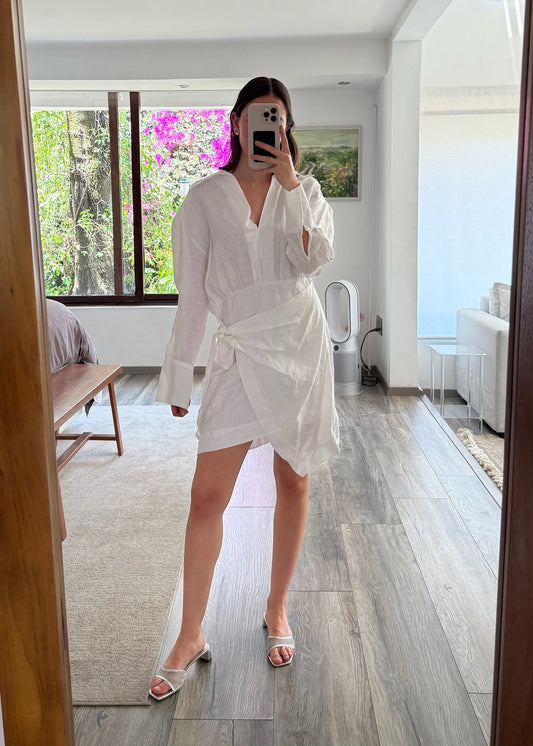 VESTIDO WRAP UP DE LINO