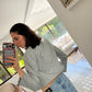 CHAMARRA DE PIEL CROPPED BABY BLUE