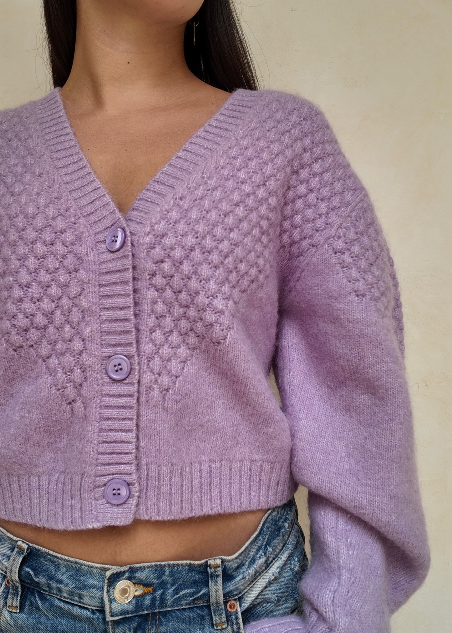 CARDIGAN MORADO CHUNKY