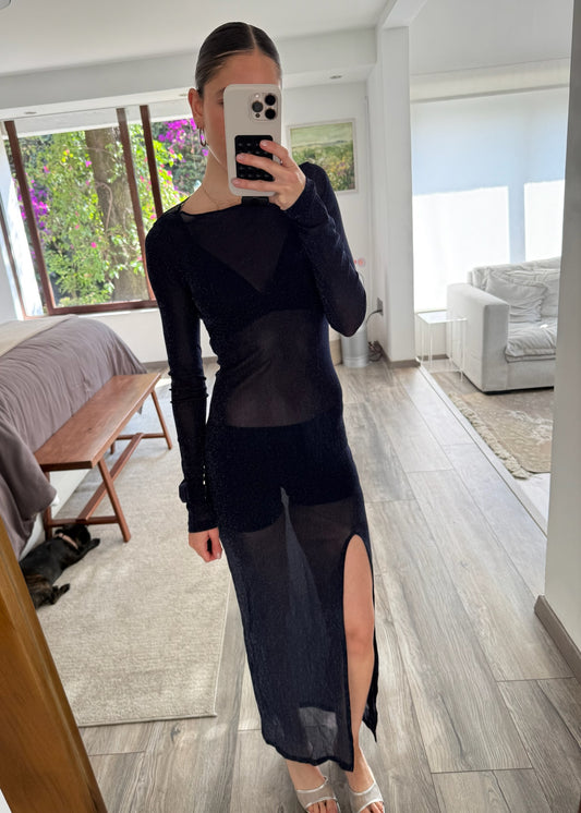 VESTIDO SHEER MANGA LARGA