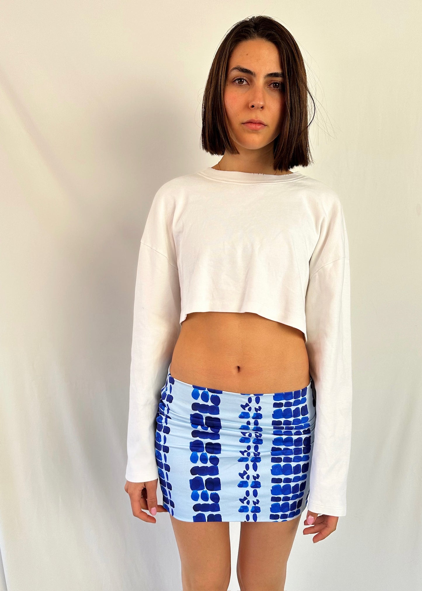 FALDA MINI CON PRINT AZUL