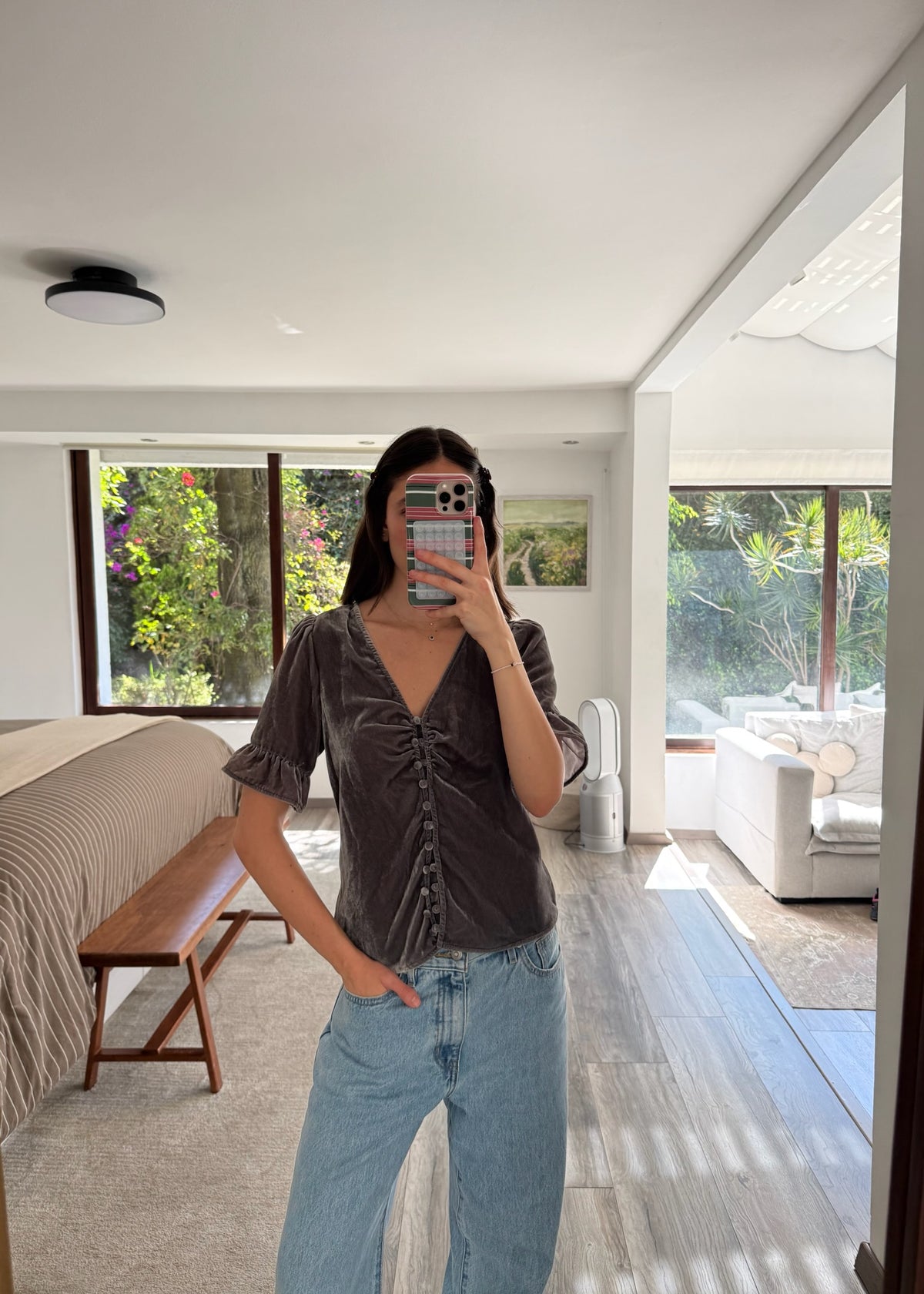 TOP VELVET GRIS