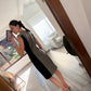 VESTIDO MIDI DE PIEL GRIS
