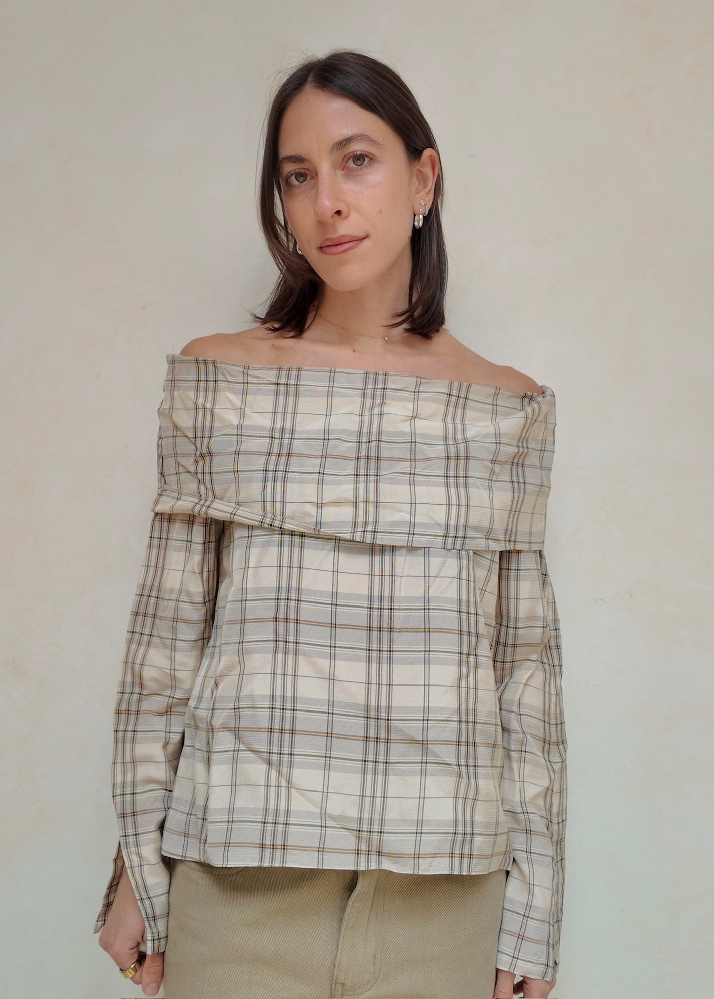 BLUSA OFF THE SHOULDER PLAID