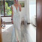 VESTIDO MIDI CON ESCOTE SUPER LIGHT BLUE