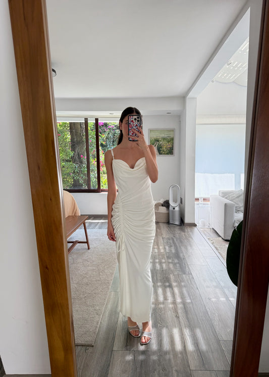 VESTIDO BLANCO MIDI BUSTIER