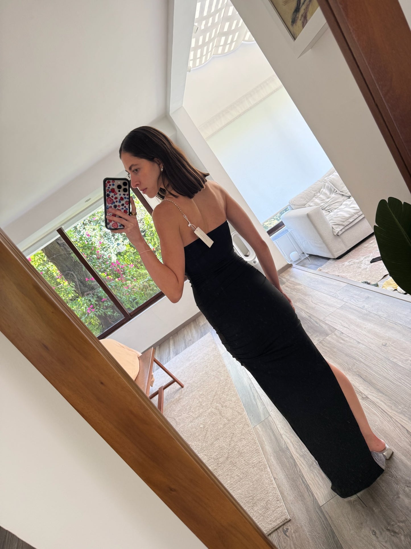VESTIDO RUCHED DE UN HOMBRO NEGRO