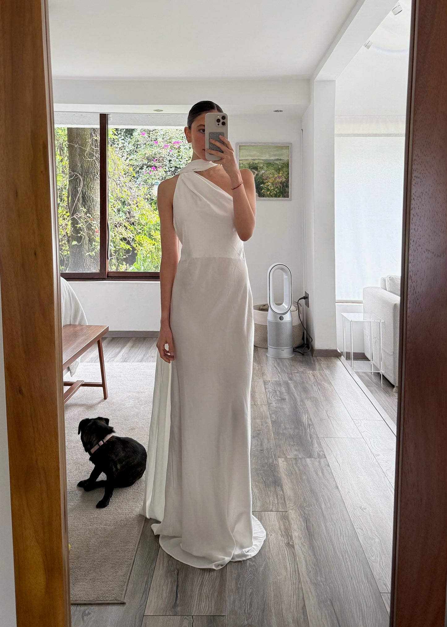VESTIDO BLANCO MAXI SATINADO