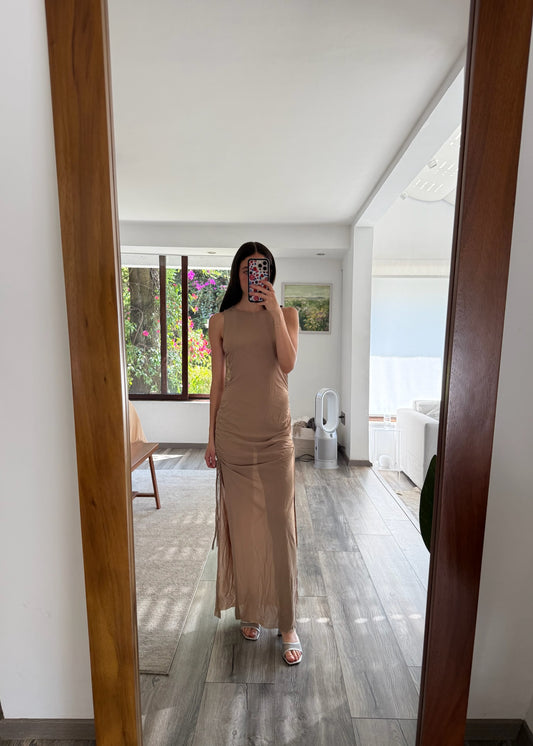 VESTIDO DE MESH BEIGE