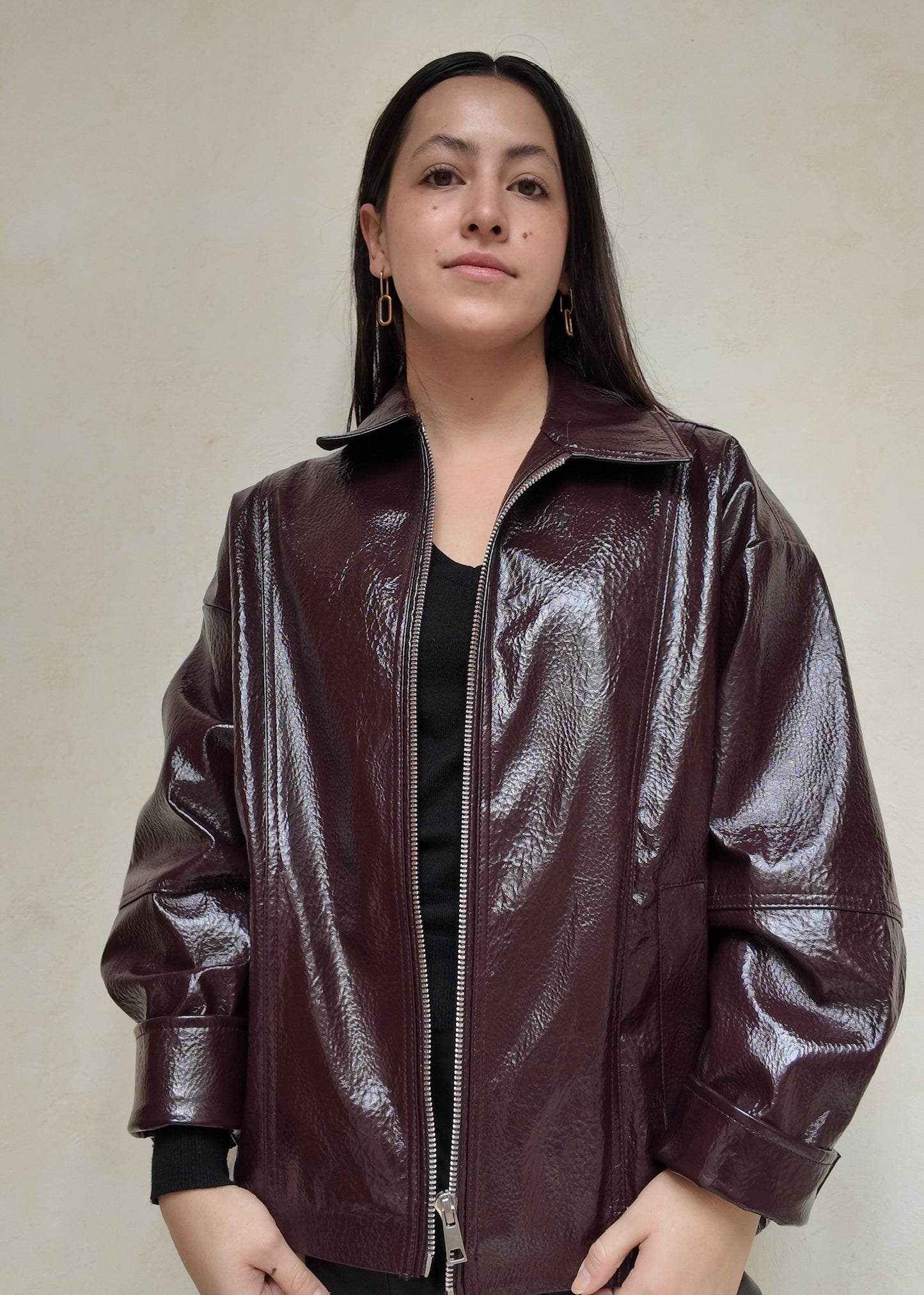 CHAMARRA FAUX LEATHER VINO