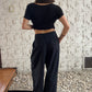 PANTALÓN PINSTRIPE NEGRO