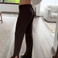 PANTS FLARE RIBBED CHOCOLATE