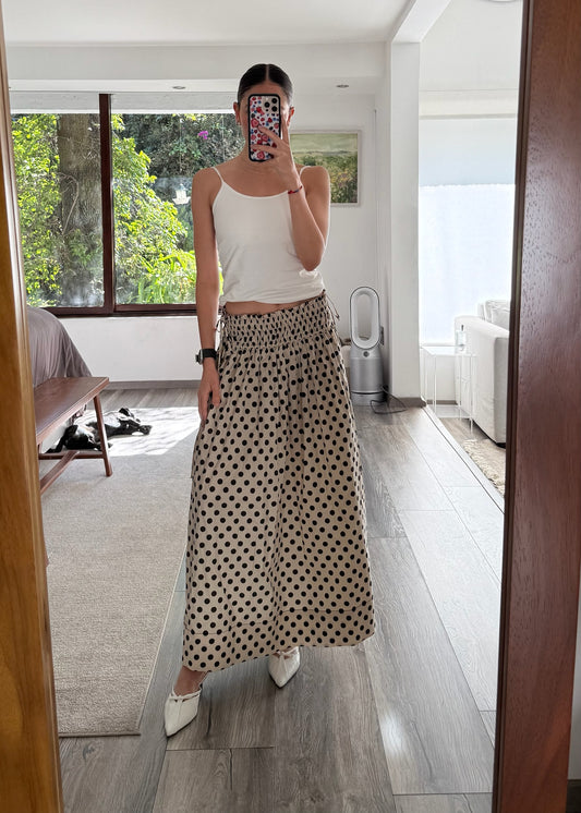 FALDA CASUAL MIDI POLKA DOT