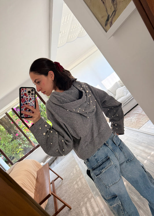 HOODIE CON PERLAS