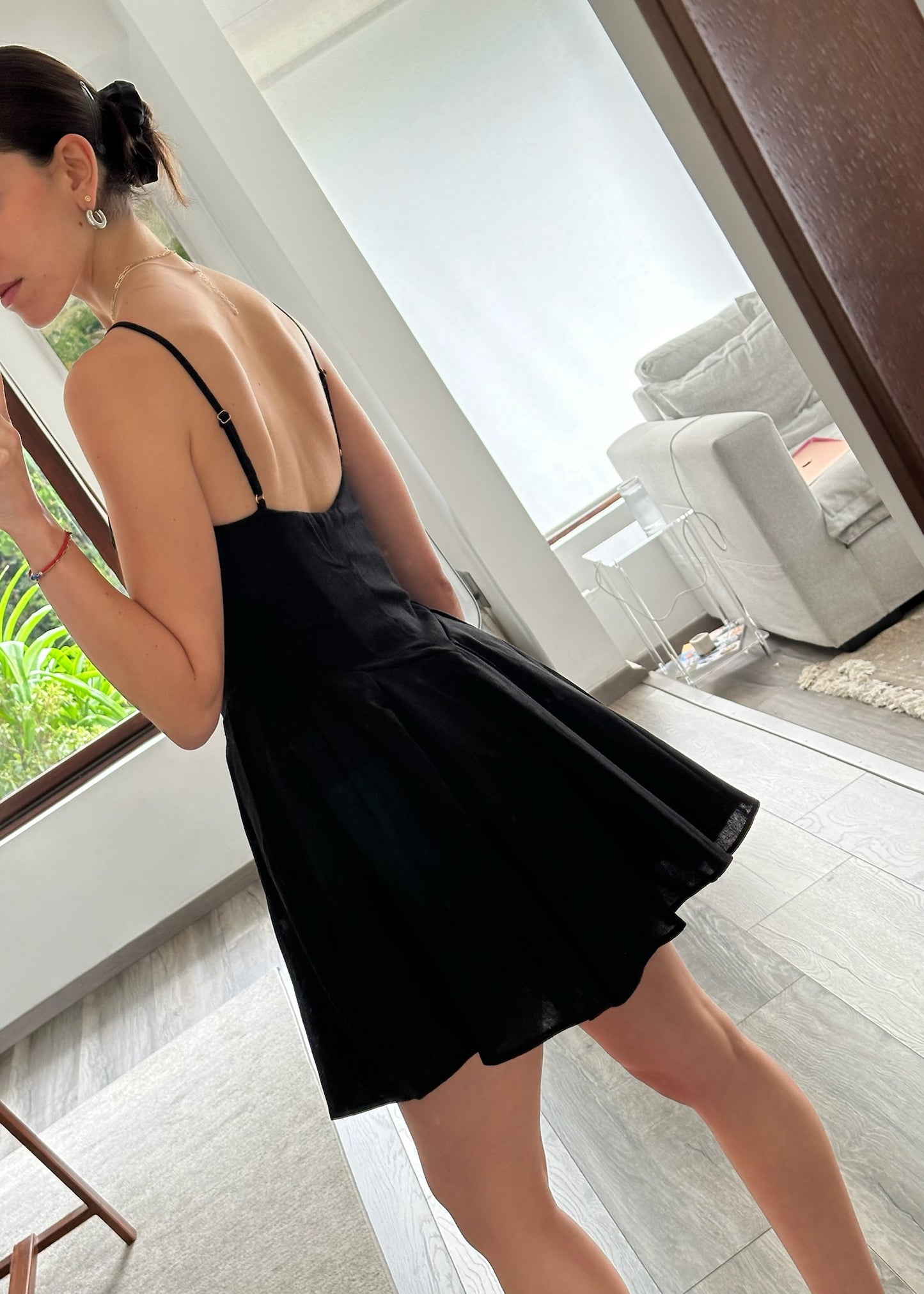 VESTIDO MINI BUSTIER TIPO LINO