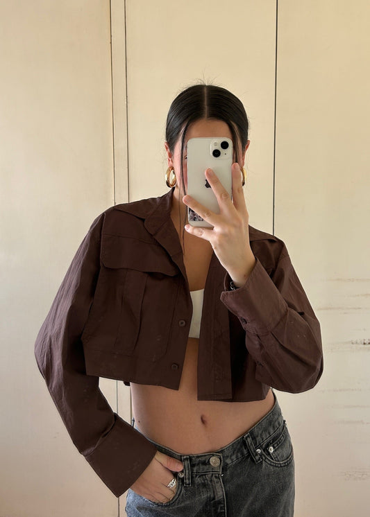 CAMISA CROPPED CAFÉ