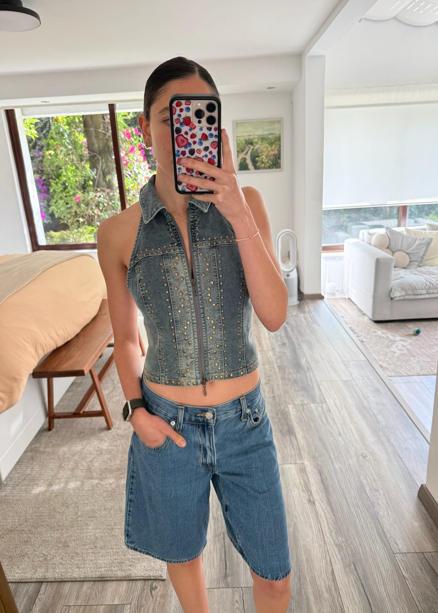 TOP HALTER DENIM