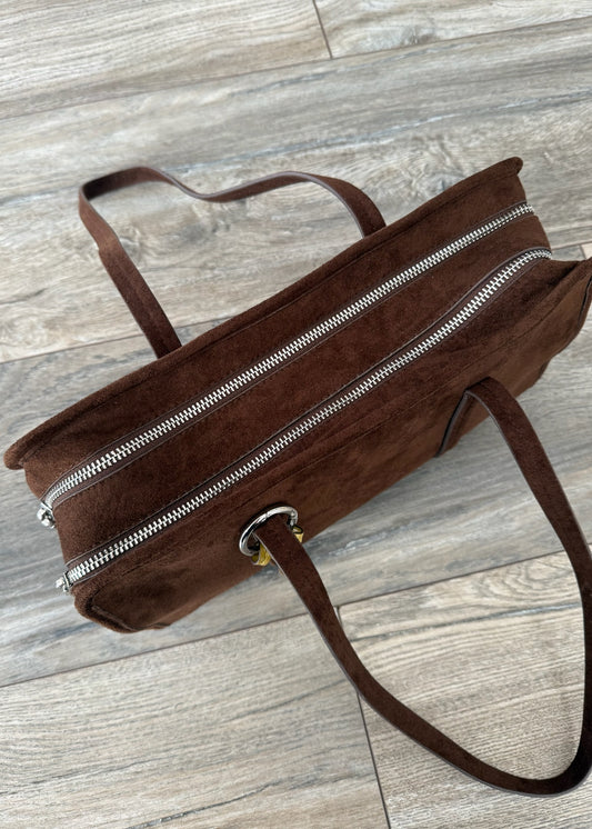 SHOULDER BAG CAFÉ DE GAMUZA