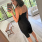 VESTIDO MIDI STRAPLESS NEGRO