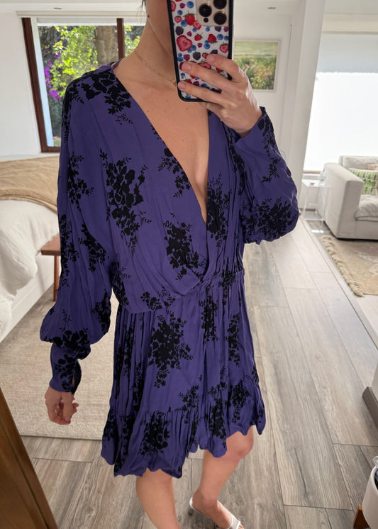 VESTIDO MINI MORADO CON PRINT