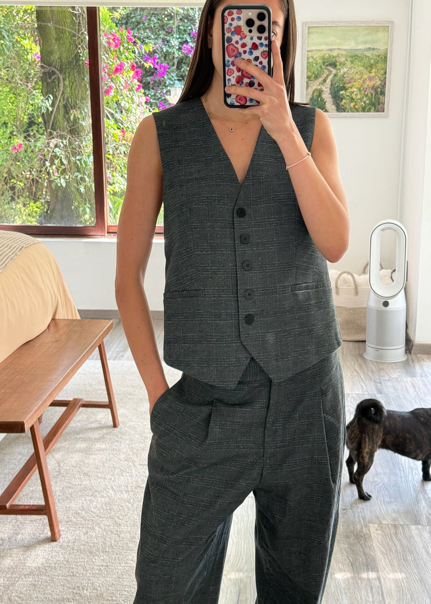 SET PLAID CHALECO Y PANTALÓN