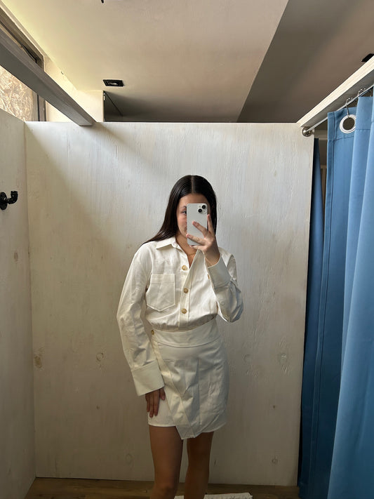 VESTIDO DE TIPO CAMISA BEIGE