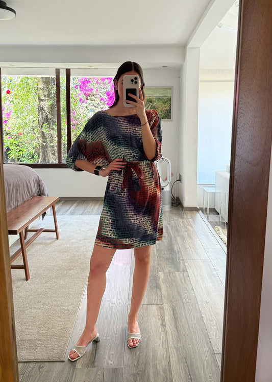 VESTIDO MINI CON PRINT ROMBOS