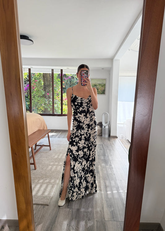 VESTIDO MAXI SLIP B&W