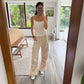 PANTALÓN SATINADO CARGO CHAMPAGNE