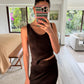 VESTIDO MAXI CHOCOLATE CON CUT OUT