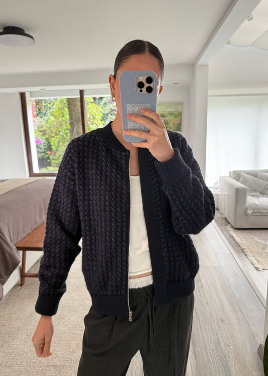 CHAMARRA DE KNIT AZUL