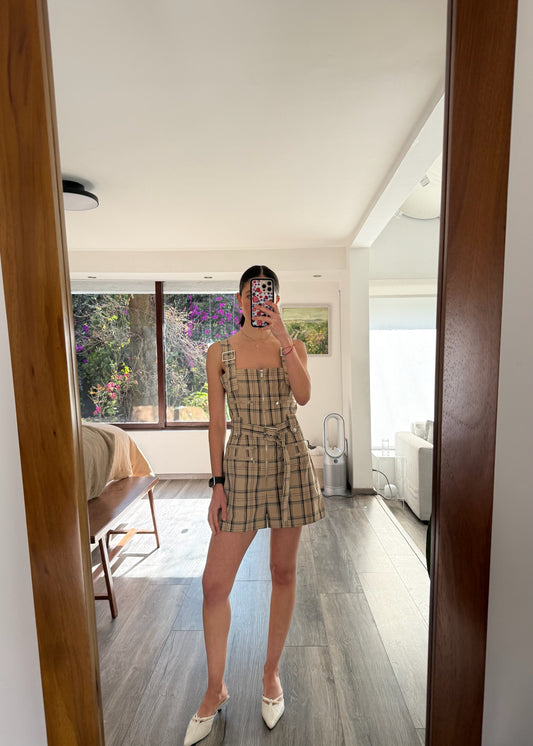 JUMPSUIT PLAID BEIGE