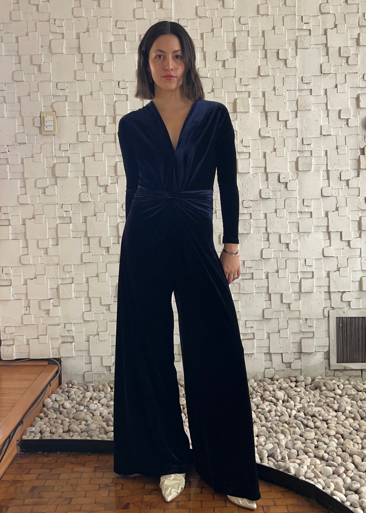 JUMPSUIT LARGO VELVET AZUL
