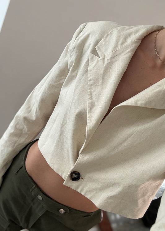 BLAZER CROPPED BEIGE