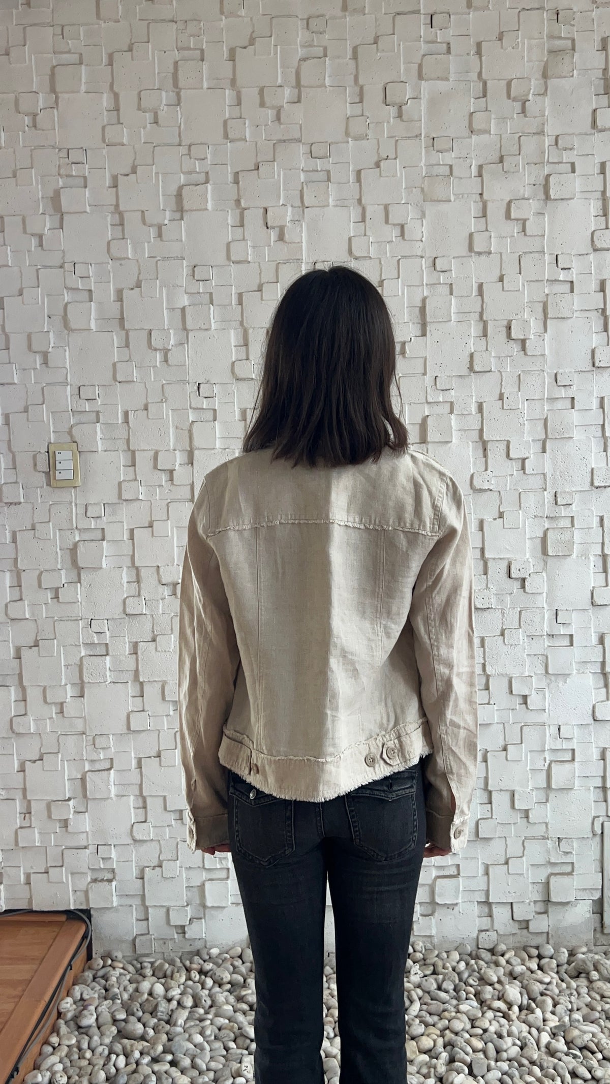 LINEN JACKET RAW-EDGES